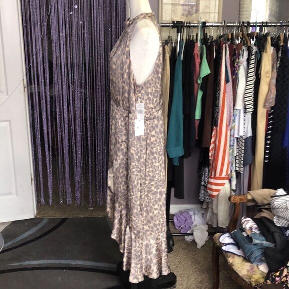 NWT GOOD AMERICAN Honey Leopard Halter Wrap Dress GDW0022 Size 5 XL - Picture 4 of 10